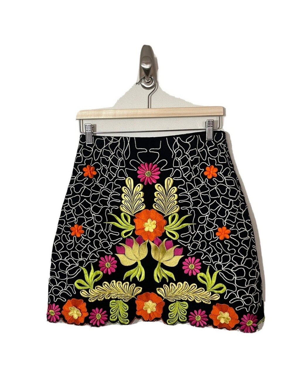 p.s.n.y. saman petite cotton embroidered floral mini skirt Size 8p